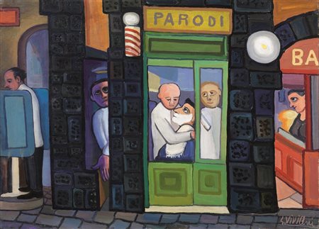 Giuseppe Viviani (Agnano di Pisa 1898 - Pisa 1965) IL BARBIERE PARODI olio su...