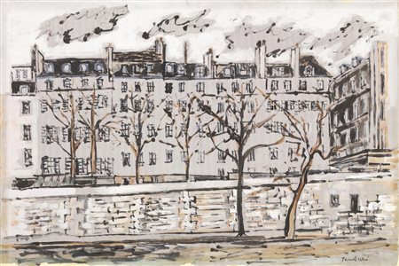 Orfeo Tamburi (Jesi 1910 - Parigi 1994) PAESAGGIO PARIGINO acquerello su...