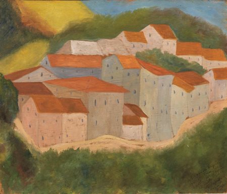 Giuseppe Cesetti (Tuscania 1902 - 1990) PAESAGGIO olio su tavola, cm...