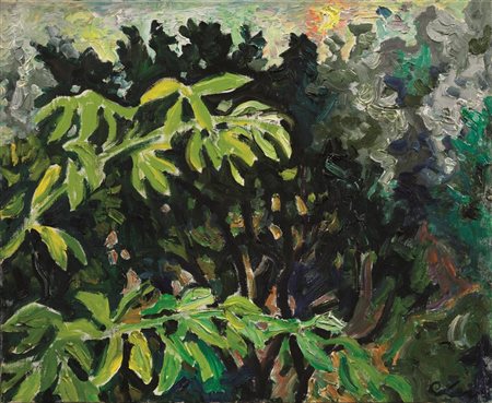 Carlo Levi (Torino 1902 - Roma 1975) PAESAGGIO IN VERDE olio su tela, cm...