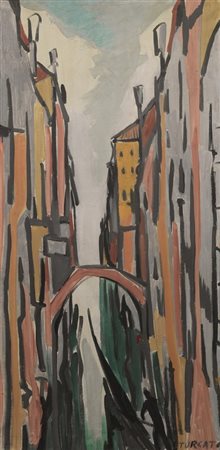 Giulio Turcato (Mantova 1912 - Roma 1995) VENEZIA olio su tela, cm 100x50...