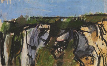 Ennio Morlotti (Lecco 1910 - Milano 1992) PAESAGGIO pastello e tempera su...