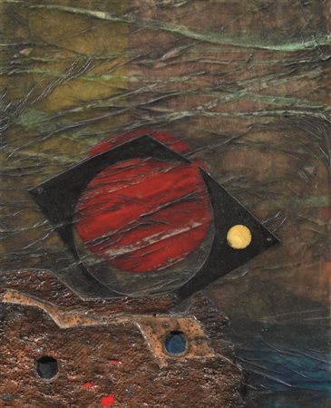 Roberto Crippa (Milano 1921 - Bresso 1972) SUN collage polimaterico su...