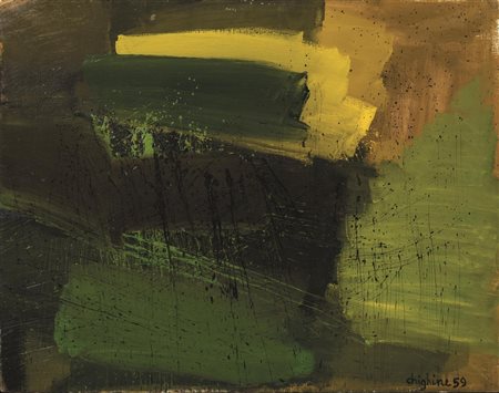 Alfredo Chighine (Milano 1914 - Pisa 1974) MARE olio su tela, cm 73x92...