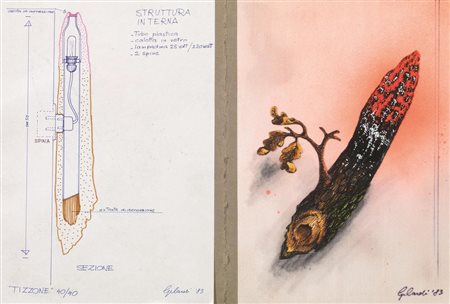 Piero Gilardi (Torino 1942) PROGETTO TIZZONE tecnica mista su carta e carta...