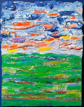 Nicola De Maria (Foglianise 1954) TESTA-PAESAGGIO CON I SENTIMENTI VIVI ED...