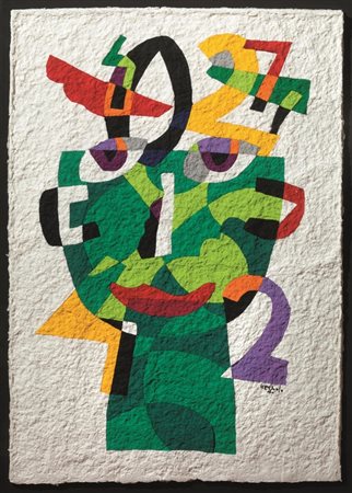 Ugo Nespolo (Mosso Santa Maria 1941) BUCOLICO soft painting, cm 70x100...