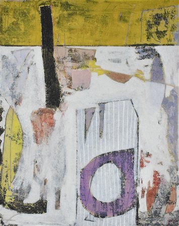 Primo Formenti COMPOSIZIONE tecnica mista su tela, cm 114x84 firma sul retro:...