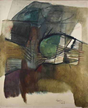 Angelo Maria Landi SENZA TITOLO olio su tela, cm 100x80 firma e data eseguito...