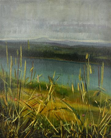 Ivano Bellomi LUNGO IL MARECHIA olio su tavola telata, cm 70x60 firma sul...