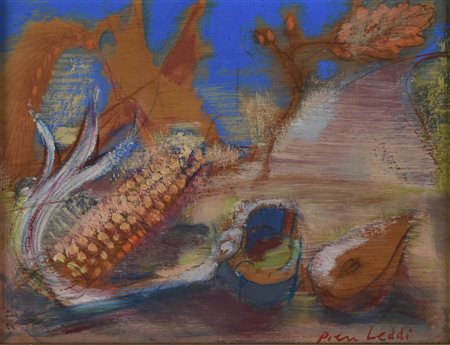 Piero Leddi PANNOCCHIE olio su tavola, cm 17,5x22,5 firma sul retro: firma,...