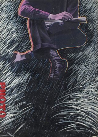 Claudio Mariani FIGURA SEDUTA (PHOTO) acrilico su tela, cm 70x51,5 sul retro:...