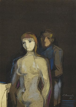 Epifanio Pozzato ATTENZIONI tecnica mista su carta, cm 36x26 firma e data...