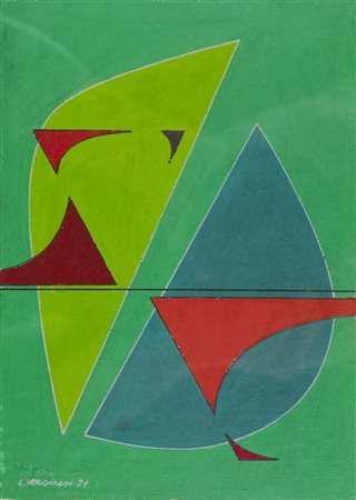 Luigi Veronesi COMPOSIZIONE OS12 olio su cartone telato, cm 20x14 firma e...