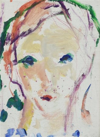 Ernesto Treccani FIGURA olio su tela, cm 24x18 firma sul retro: firma