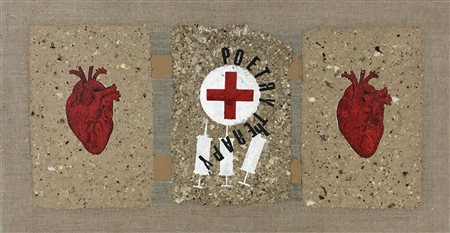 Dmitry Babenko POETRY THERAPY tempera, china, collage su carta applicata su...