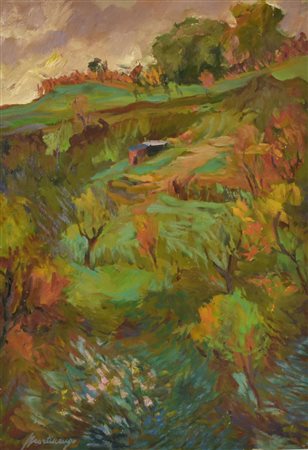Franco Martinengo COLLINE DA BORTOLO olio su cartone, cm 50x35 firma sul...