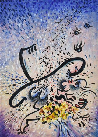 Benito Trolese I FIORI DEL RITUALE olio su tela, cm 70x50 firma e data sul...