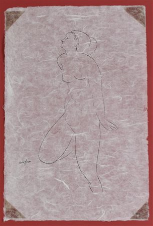 Amedeo Modigliani NUDO FEMMINILE litografia su carta di riso (d'apres), cm...