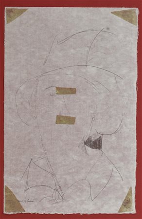 Amedeo Modigliani TESTA DI DONNA CON CAPPELLO litografia su carta di riso...