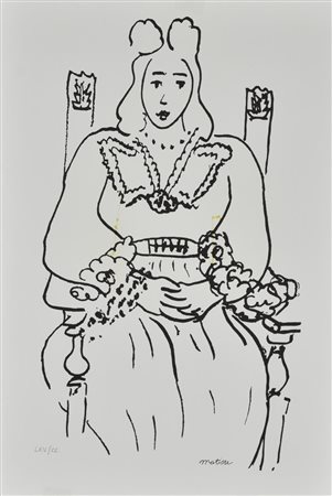 Henri Matisse DONNA SEDUTA litografia su carta (d'apres), cm 48x34; es....