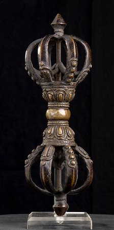 GRANDE VAJRA IN BRONZO<br>Tibet, XIX secolo