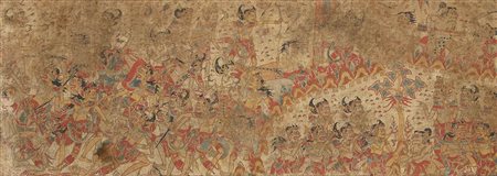 SCENA DI BATTAGLIA DIPINTA SU COTONE<br>Bali, inizio del XX secolo