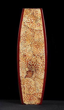 VASO IN LEGNO LACCATO E GUSCIO D'UOVO<br>Giappone, metà del XX secolo