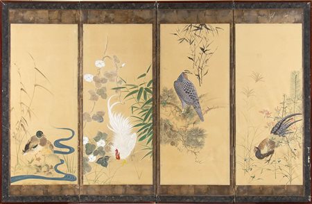 Artista anonimo<br>Giappone, periodo Meiji<br><br>Fiori e uccelli