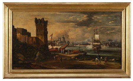 Ambito di Johann Anton Eismann, secolo XVII

Veduta di porto con rovine
Olio su