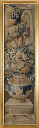 Frammento di bordura di arazzo, Bruxelles, secolo XVIII.
Tessuto a mano in lana