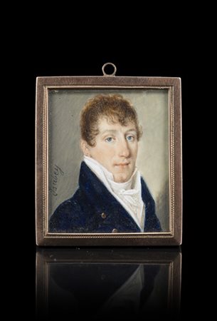 Jean Baptiste Isabey "Ritratto di gentiluomo" miniatura su avorio (cm 4x3) Firma