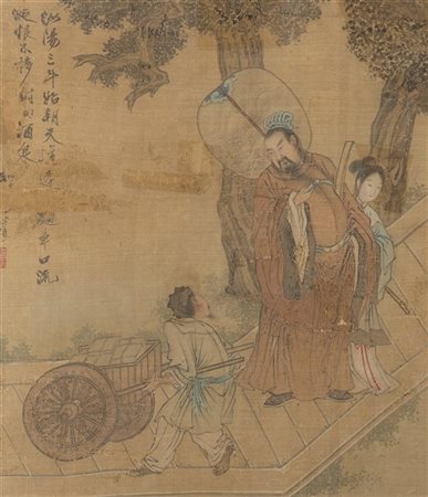 Due dipinti su seta raffiguranti saggi, con iscrizioni
Cina, secolo XIX
(37x33