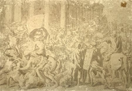 Disegno attribuito a Luca Giordano (Napoli 1634-1705) raffigurante battaglia....