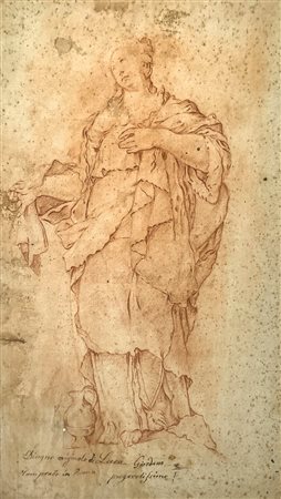 Disegno attribuito a Luca Giordano (Napoli 1634-1705) raffigurante donna con...
