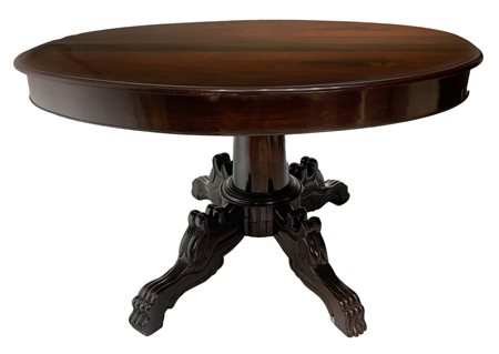 Tavolo ovale da pranzo allungabile in legno di palissandro piede a quattro...