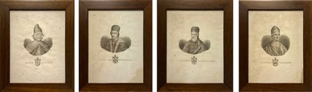 N° quattro incisioni di Papi, incisore Antonio Nani (1803-1870). Cm 24x18,...