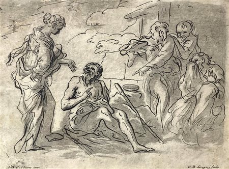 Disegno preparatorio per incisione di Anton Domenico Gabbiani (Firenze...