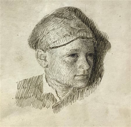 Disegno di Natale Attanasio (Catania 1846-Roma 1923) raffigurante testa di...