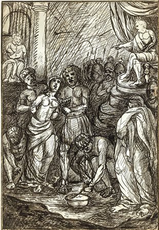 Disegno di autore anonimo raffigurante martirio di S.Agata, XIX secolo....