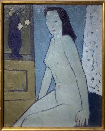 Dipinto ad olio su compensato raffigurante nudo di donna. Alicò Giovanni...