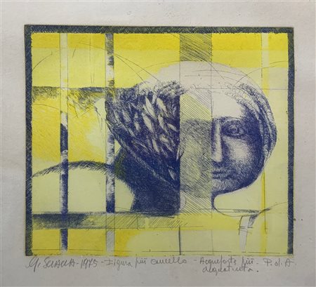 Incisione ad acquaforte più acquatinta raffigurante “figura più cancello”...