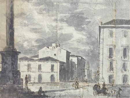Disegno di autore anonimo raffigurante Piazza dei Martiri e via Vittorio...