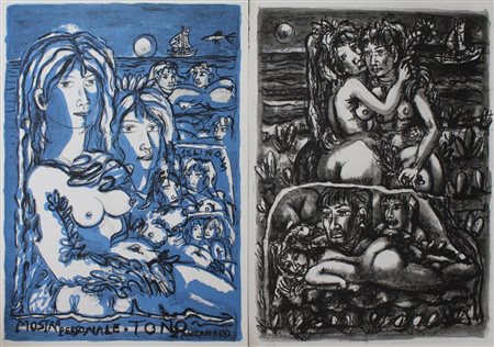 Tono Zancanaro LOTTO UNICO DI DUE GRAFICHE litografie su carta, cm 70x50 non...