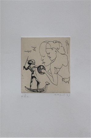 Ugo Attardi SENZA TITOLO acquaforte su carta, battuta cm 12x10,5 su foglio cm...