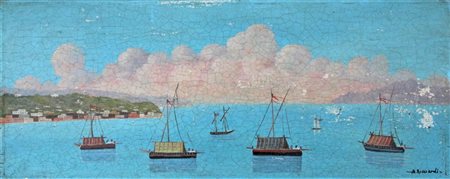 A. Ricciardi SENZA TITOLO olio su tavola, cm 20x50 firma