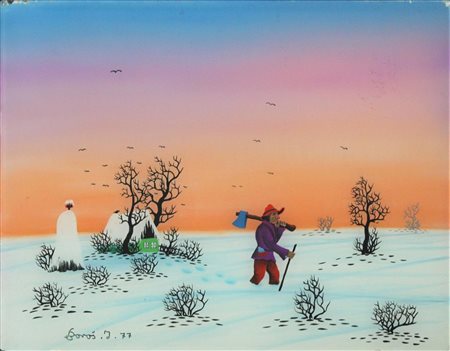 Ignoto SENZA TITOLO acrilici su vetro, cm 40x50 firma