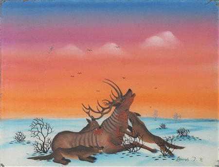 Ignoto SENZA TITOLO acrilici su vetro, cm 40x50 firma