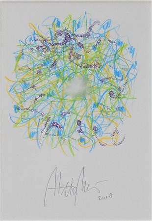 Davide Brevi FIORE DI NEVE tecnica mista su carta, cm 17x12 firma in cornice...