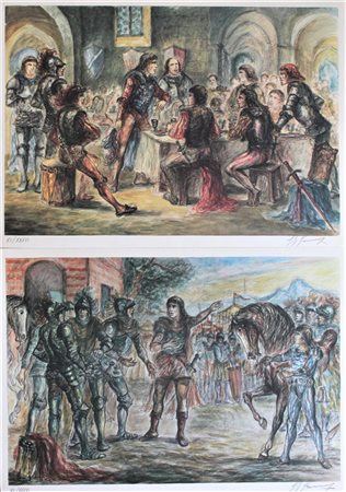 Giovan Francesco Gonzaga SENZA TITOLO lotto di due tavole in policromia con...